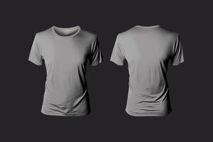 foto realistisch mannetje grijs t-shirts met kopiëren ruimte, voorkant en terug visie. ai gegenereerd