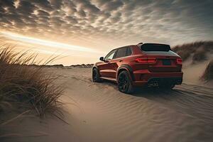 luxe auto Aan zand duinen foto