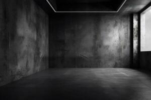 donker zwart en grijs abstract cement muur en interieur getextureerde studio kamer voor Product Scherm. muur achtergrond foto