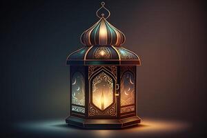 vlammend lantaarn achtergrond voor Ramadan viering gegenereerd door ai foto