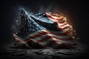 golvend Verenigde Staten van Amerika vlag achtergrond met plons gegenereerd ai foto