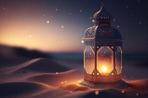 woestijn lantaarn achtergrond Islamitisch concept gegenereerd ai foto