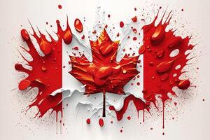 gelukkig Canada dag vlag met plons effect gegenereerd ai foto