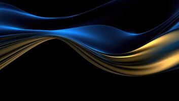 abstract golvend glanzend goud en azuur blauw achtergrond. generatief ai foto
