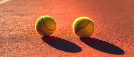 tennis ballen Aan een rechtbank. generatief ai foto