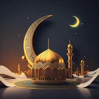 eid al-adha Koninklijk Marokkaans lamp gouden 3d achtergrond foto ai gegenereerd