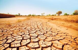 ai generatief. droog en gebarsten land. foto