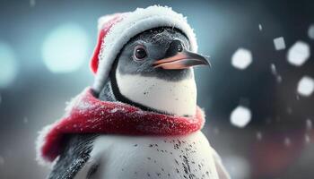 Kerstmis pinguïn. generatief ai. foto