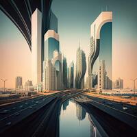 modern architectuur van saudi Arabië stad, generatief ai. foto