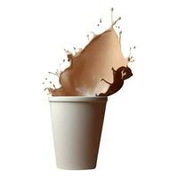 geïsoleerd heerlijk melk chocola of koffie spatten verwijdering glas 3d icoon. foto