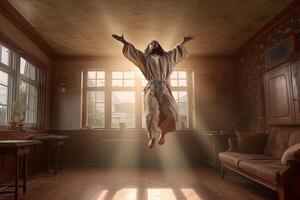 hemelvaart dag van Jezus Christus of opstanding dag van zoon van god. mooi zo vrijdag. hemelvaart dag concept in leven kamer door ai gegenereerd foto