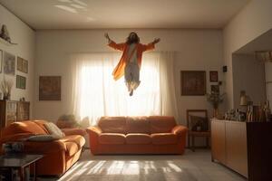 hemelvaart dag van Jezus Christus of opstanding dag van zoon van god. mooi zo vrijdag. hemelvaart dag concept in leven kamer door ai gegenereerd foto