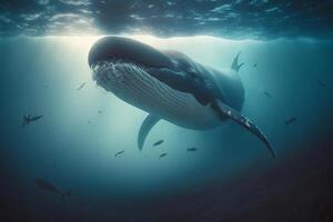 illustratie onderwater- schot walvis oceaan ai gegenereerd foto