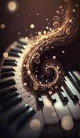 musical draaikolk een abstract samenstelling van piano sleutels vertegenwoordigen geluid golven ai gegenereerd foto
