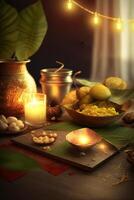 vieren vishu de traditioneel nieuw jaar van malayalam sprekend hindoes ai gegenereerd foto