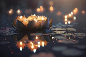 magisch loy krathong festival vieringen in Thailand ai gegenereerd foto