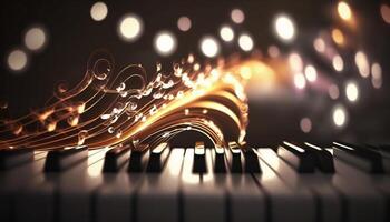 musical draaikolk een abstract samenstelling van piano sleutels vertegenwoordigen geluid golven ai gegenereerd foto