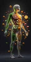 lichaam gezond eetpatroon ontgiften fruit groente alkalisch eetpatroon ai gegenereerd illustratie foto
