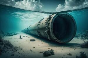 onderwater- gas- pijpleiding zee oceaan gas- energie brandstof ai gegenereerd foto