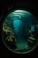 ondergedompeld visie van u-boot controle capsule van de onderwater- zee ai gegenereerd foto