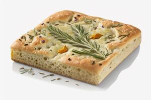 verleidelijk Italiaans focaccia geïsoleerd Aan een wit achtergrond ai gegenereerd foto