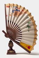 traditioneel Chinese ventilator in isolatie Aan wit achtergrond ai gegenereerd foto