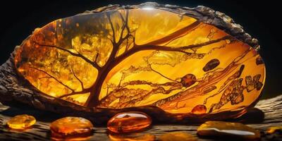 stralend schoonheid verbijsterend gouden Russisch amber gloeiend in de zonlicht ai gegenereerd foto