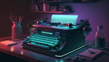 type in stijl 80s schrijfmachine in neon tinten ai gegenereerd foto