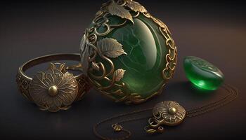 elegant schatten traditioneel Chinese jade sieraden stukken ai gegenereerd foto