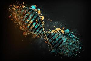 dna structuur met zwart achtergrond ai gegenereerd foto