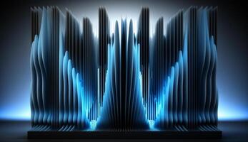 blauw frequenties een abstract exploratie van geluid en licht ai gegenereerd foto