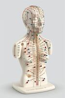 geïsoleerd acupunctuur figuur van Chinese geneeskunde Aan wit achtergrond ai gegenereerd foto