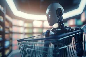 ai-gestuurd kleinhandel revolutionair de boodschappen doen ervaring ai gegenereerd foto