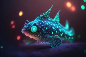 gloeiend diepe zee vis een betoverend bioluminescent zich afvragen ai gegenereerd foto