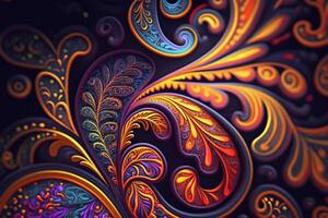 hippie paisley patroon in regenboog kleuren ai gegenereerd foto