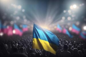oekraïens vlag golven temidden van protesten een symbool van vrijheid ai gegenereerd foto
