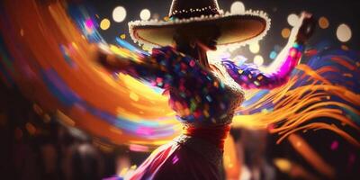 gepassioneerd en expressief Mexicaans danser in traditioneel kleding ai gegenereerd foto