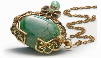 de elegantie van jade Chinese sieraden stukken geïsoleerd Aan wit achtergrond ai gegenereerd foto