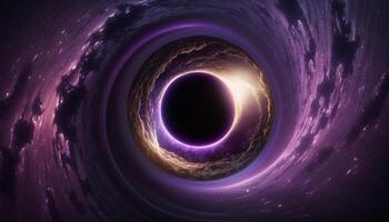 kosmisch poort een portaal naar een ander dimensie door een zwart gaten draaikolk ai gegenereerd foto