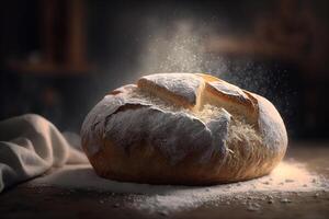 vers gebakken Italiaans ciabatta brood Aan houten achtergrond ai gegenereerd foto