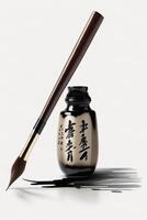 beheersen de kunst Chinese schoonschrift borstel pen Aan Scherm ai gegenereerd foto