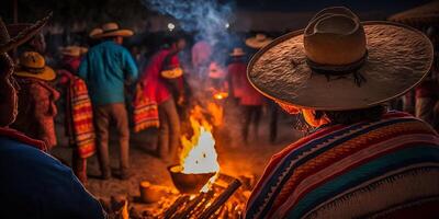 feestelijk avond scènes met brand en dans voor Mexicaans dia de san Juan vakantie ai gegenereerd foto