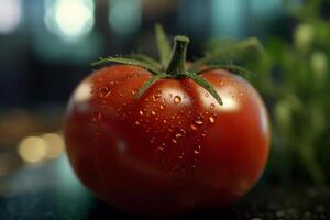 gloeiend tomaten teelt onder kunstmatig uv licht voor optimaal groei en voeding ai gegenereerd foto