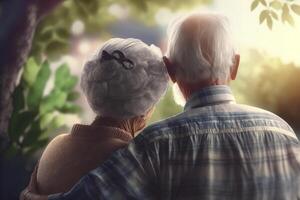 zielsverwanten omarmen in oud leeftijd een liefde dat weerstond de test van tijd ai gegenereerd foto