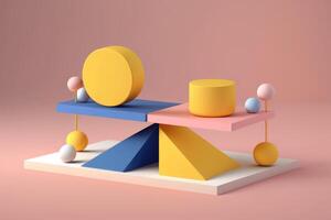balans concept. illustratie van gekleurde meetkundig vormen in 3d stijl. foto