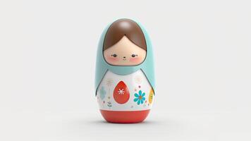 3d geven van matryoshka pop tegen achtergrond en kopiëren ruimte. Pasen dag concept. foto