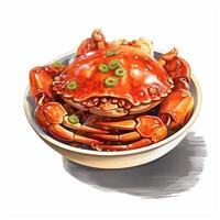 soja saus gemarineerd krab, Koreaans voedsel. ai gegenereerd foto