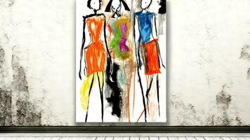 vrouw figuren handgemaakt abstract schilderen. foto
