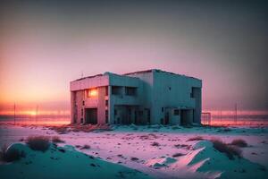 architectuur foto van verlaten Sovjet bunker door ai gegenereerd