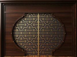 houten en goud oosten- Aziatisch muur partitie foto